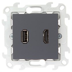 Simon 24 Графит Коннектор HDMI+USB 2.0 2411095-038 - фото 76118