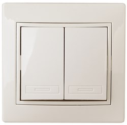 Intro Переключатель Plano 1-107-02 двухклавишный, 10А-250В, IP20, СУ, слоновая кость Б0053804 - фото 76199