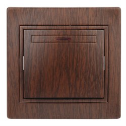 Intro Выключатель Plano 1-102-10 одноклавишный с подсветкой, 10А-250В, IP20, СУ, венге Б0053738 - фото 76207