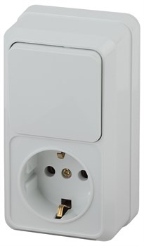 Intro Блок розетка с выключателем Quadro 2-705-01 вертикальный 10(16)А-250В, IP20, ОУ, белый Б0053882 - фото 76213