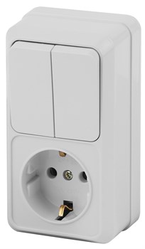 Intro Блок розетка с выключателем Quadro 2-706-01 двойным вертикальный 10(16)А-250В, IP20, ОУ, белый Б0053891 - фото 76219