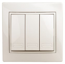 Intro Выключатель Plano 1-106-02 тройной, 10А-250В, IP20, СУ, слоновая кость Б0053789 - фото 76224