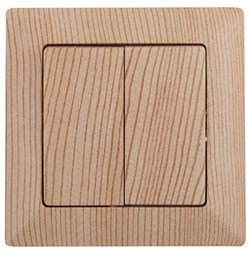 Intro 4-104-11 Выключатель двойной, 10А-250В, СУ, Solo, сосна (10/200/2000) Б0053592 - фото 76231