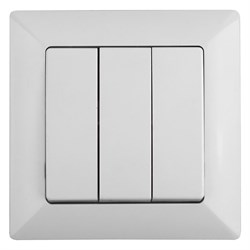 Intro Выключатель Solo 4-106-01 трехклавишный 10А-250В, IP20, СУ, белый Б0053601 - фото 76233