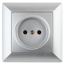Intro Розетка Solo 4-201-03 без заземления 2P, 16А-250В, IP20, СУ, алюминий Б0053643 - фото 76240
