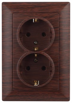 Intro Розетка Solo 4-205-10 с заземлением двойная 2X2P+E Schuko, 16А-250В, IP20, СУ, венге Б0053679 - фото 76242