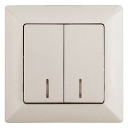 Intro Выключатель Solo 4-105-02 двухклавишный с подсветкой, 10А-250В, IP20, СУ, слоновая кость Б0053594 - фото 76253