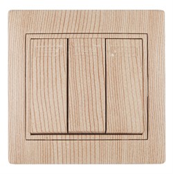 Intro 1-106-11Выключатель тройной, 10А-250В, IP20, СУ, Plano, сосна (10/200/2400) Б0053801 - фото 76272