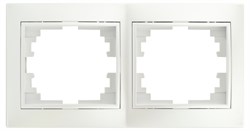 Intro Рамка для розеток и выключателей Plano 1-502-06 на 2 поста горизонтальная, СУ, перламутр Б0053989 - фото 76278