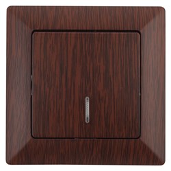 Intro Выключатель Solo 4-102-10 одноклавишный с подсветкой, 10А-250В, IP20, СУ, венге Б0053570 - фото 76281