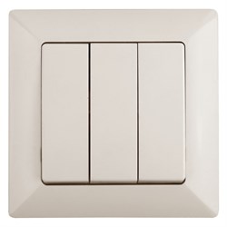 Intro Выключатель Solo 4-106-02 трехклавишный 10А-250В, IP20, СУ, слоновая кость Б0053602 - фото 76283