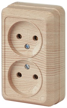 Intro Розетка Quadro 2-203-11 двойная без заземления 2х2P, 16А-250В, IP20, ОУ, сосна Б0053798 - фото 76301
