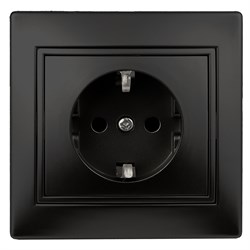 Intro Розетка Plano 1-206-05 с заземлением 2P+E Schuko со шторками, 16А-250В, IP20, СУ, антрацит Б0053928 - фото 76302