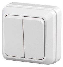 Intro Выключатель Quadro 2-104-01 двухклавишный 10А-250В, IP20, ОУ, белый Б0053757 - фото 76307