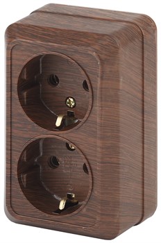 Intro Розетка Quadro 2-204-10 с заземлением двойная 2х2P+E Schuko, 16А-250В, IP20, ОУ, венге Б0053805 - фото 76315