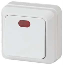 Intro Выключатель Quadro 2-102-01 одноклавишный с подсветкой, 10А-250В, IP20, ОУ, белый Б0053741 - фото 76325