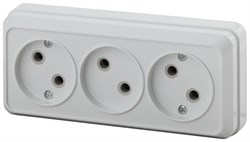 Intro Розетка Quadro 2-205-01 без заземления трехместная 3х2P, 16А-250В, IP20, ОУ, белый Б0053809 - фото 76328