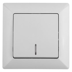 Intro Выключатель Solo 4-102-01 одноклавишный с подсветкой, 10А-250В, IP20, СУ, белый Б0053557 - фото 76329
