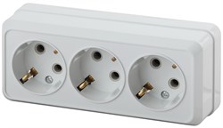 Intro Розетка Quadro 2-206-01 с заземлением трехместная 3х2P+E, 16А-250В, IP20, ОУ, белый Б0053819 - фото 76331