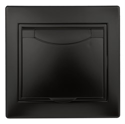 Intro Розетка Plano 1-203-05 с заземлением 2P+E Schuko с крышкой, 16А-250В, IP20, СУ, антрацит Б0053896 - фото 76342