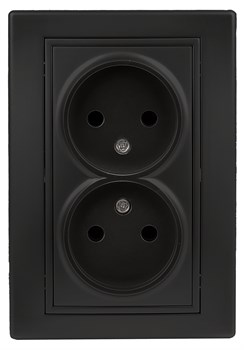 Intro Розетка Plano 1-204-05 без заземления двойная 2х2P, 16А-250В, IP20, СУ, антрацит Б0053911 - фото 76345
