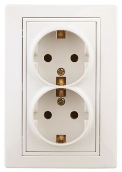 Intro Розетка Plano 1-205-02 с заземлением двойная 2X2P+E Schuko, 16А-250В, IP20, СУ, слоновая кость Б0053916 - фото 76346