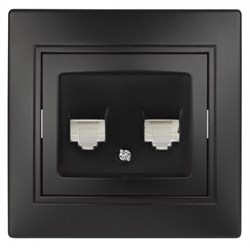 Intro 1-304-05 Розетка информационная 2xRJ45, СУ, Plano, антрацит (10/200/2000) Б0044576 - фото 76369