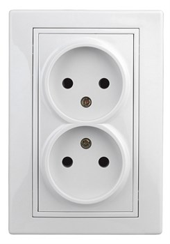 Intro Розетка Plano 1-204-01 без заземления двойная 2х2P, 16А-250В, IP20, СУ, Plano, белый Б0053904 - фото 76375