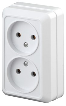 Intro Розетка Quadro 2-203-01 двойная без заземления 2х2P, 16А-250В, IP20, ОУ, Quadro, белый Б0053792 - фото 76376