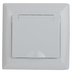 Intro Розетка Solo 4-203-01 с заземлением 2P+E Schuko с крышкой, 16А-250В, IP20, СУ, белый Б0053657 - фото 76386