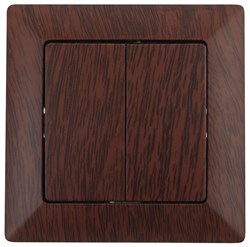 Intro 4-104-10 Выключатель двойной, 10А-250В, СУ, Solo, венге (10/200/2400) Б0053591 - фото 76392