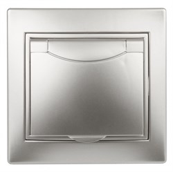 Intro 1-203-03 Розетка 2P+E Schuko с крышкой, 16А-250В, IP20, СУ, Plano, алюминий (10/100/1500) Б0030062 - фото 76418