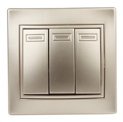 Intro 1-106-04 Выключатель тройной, 10А-250В, IP20, СУ, Plano, шампань (10/200/2400) Б0053793 - фото 76420