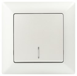 Intro Выключатель Solo 4-102-06 одноклавишный с подсветкой, 10А-250В, IP20, СУ, перламутр Б0053568 - фото 76427