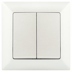 Intro Выключатель Solo 4-104-06 двухклавишный 10А-250В, IP20, СУ, перламутр Б0053590 - фото 76429