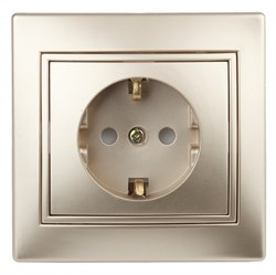 Intro 1-206-04 Розетка 2P+E Schuko со шторками, 16А-250В, IP20, СУ, Plano, шампань (10/200/2000) Б0030075 - фото 76439