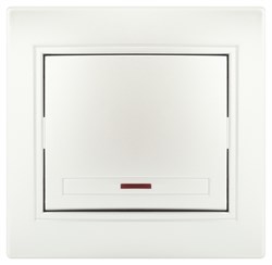 Intro Выключатель Plano 1-102-06 одноклавишный с подсветкой, 10А-250В, IP20, СУ, перламутр Б0053736 - фото 76445