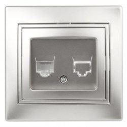 Intro 1-303-03 Розетка информационная RJ45, IP20, СУ, Plano, алюминий (10/200/2400) Б0030086 - фото 76454