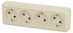 Intro Розетка Quadro 2-207-02 без заземления четырехместная 4х2P, 16А-250В, IP20, ОУ, слоновая кость Б0053831 - фото 76461