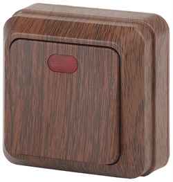 Intro Выключатель Quadro 2-102-10 одноклавишный с подсветкой, 10А-250В, IP20, ОУ, венге Б0053745 - фото 76466