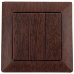 Intro 4-106-10 Выключатель тройной, 10А-250В, СУ, Solo, венге (10/200/2400) Б0043303 - фото 76468