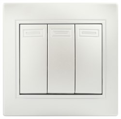 Intro Выключатель Plano 1-106-06 тройной, 10А-250В, IP20, СУ, перламутр Б0053797 - фото 76469