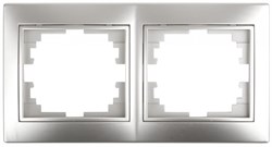 Intro 1-502-03 Рамка на 2 поста гор., СУ, Plano, алюминий (20/400/3200) Б0030094 - фото 76473