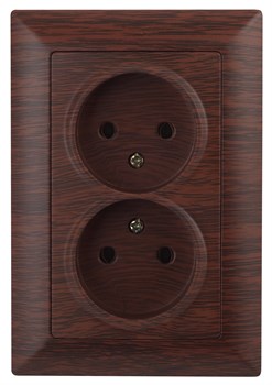 Intro Розетка Solo 4-204-10 без заземления двойная 16А-250В, IP20, СУ, венге Б0053672 - фото 76500
