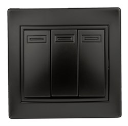 Intro Выключатель Plano 1-106-05 тройной, 10А-250В, IP20, СУ, антрацит Б0053795 - фото 76503