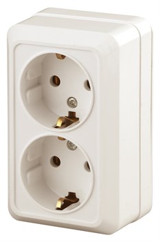 Intro Розетка Quadro 2-204-02 с заземлением двойная 2х2P+E Schuko, 16А-250В, IP20, ОУ, слоновая кость Б0053803 - фото 76513