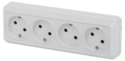 Intro Розетка Quadro 2-207-01 без заземления четырехместная 4х2P, 16А-250В, IP20, ОУ, белый Б0053829 - фото 76514