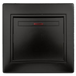 Intro Выключатель Plano 1-102-05 одноклавишный с подсветкой, 10А-250В, IP20, СУ, антрацит Б0053734 - фото 76518