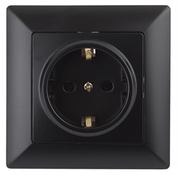 Intro Розетка Solo 4-206-05 с заземлением 2P+E Schuko со шторками, 16А-250В, IP20, СУ, антрацит Б0053685 - фото 76524