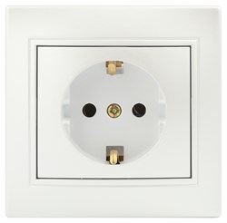 Intro Розетка Plano 1-202-06 с заземлением 2P+E Schuko, 16А-250В, IP20, СУ, перламутр Б0053883 - фото 76532